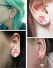 2pcs Heart Ear Gauges Flower Double Flared Ear Tunnels Ear Gauge Plugs 2g To 5 8