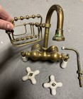 Antique Brass Bath Faucet With Soap Dish And Xtra Porcelain Knobs