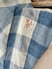 73x48 C1780 Antique French Linen Vichy Mattress Cover Blue White Check Primitiv