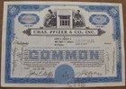  Stock Certificate Chas Pfizer   Co   Inc  Broker Or Payee Merrill Lynch  1950 s
