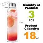 3 Packs Glass Water Bottles With Lid Clear Juice Bottles Reusable Bottle With   