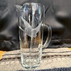 Vtg Mcm Cocktail Clear Glass Martini Pitcher Etched Geese W stirrer