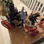 Vintage Large Cast Iron 2 Horse Drawn Fire Pumper Wagon  21   Long Engine Driver