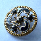Antique Cut Out Brass Picture Button W cut Steels   Hand Painting 7 8  a22