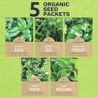 Organic Herb Seeds Variety Pack - 5 Packs -basil  Oregano  Dill  Thyme  Parsley