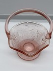 Vintage Pink Depression Glass Basket - Does Have Crack