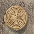 Vintage Hand Woven Coil Round Basket With Lid String New