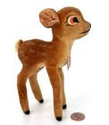 Steiff Bambi Fawn Deer 1960s Disney Id Button And Tags 14cm 5 5in Velvet Vintage