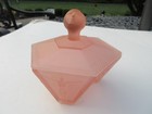 Art Deco Lady s Head Pink Glass Powder Jar  Trinket Box
