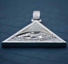 3 20ct Round Cut Real Moissanite Amazing Men s Eye Pendant 14k White Gold Plated
