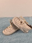 Vintage Baby Shoes With Ties 1940s  White Leather Cardboard Bottom Booties