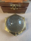 Vtg Nauticalia London Brass 2 9  Diameter Magnifying Glass Desk Magnifier W  Box