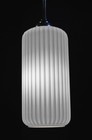 Vintage 1930s Art Deco Opaline Milk Glass Pendant Light Ribbed Drum Shade Lamp