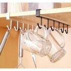 New Black 6 Hooks Cup Holder Hang Kitchen Cabinet Shelf Storage Rack Organizer