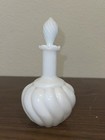 Vintage Fenton Swirl Milk Glass Perfume Bottle   Powder Jar Vanity Set
