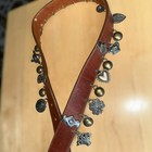 Vtg 90s Brighton Belt Leather Brown 30 Inch Silver Gold Metal Charms Usa Rare