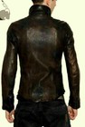 Men s Leather Shirt Real Lambskin Lederhemd Jacket Biker Slim Fit Cuir Brown