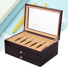 34-slot Wood Fountain Pen Display Case Holder Storage Collector Organizer Box