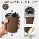 80 Pack 12 Oz Paper Coffee Cups  Insulated Ripple Wall Hot Coffee Cups With L   