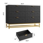 Black 6 Drawer Double Dresser modern Dresser For Bedroom With Gold Handles lo   
