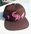 Pre-owned Chrome Hearts Brown pink Ch Cross Snapback Baseball Cap Hat