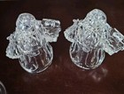 2 Lead Crystal Santa Taper Candle Holders International Silver Company 7 5  