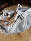 Pottery Barn Diaper Bag Grey B Monogram Kids Baby Duffle Tote Leather Classic