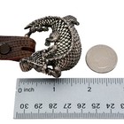 Vintage Jm Sterling Silver 925 Lizard Belt Buckle Genuine Lizard Brown Size 34