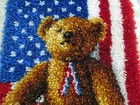 Completed Crafted Patriotic Bear   Flag Hook Pillow Or Wall Hanging - 20  X 27 