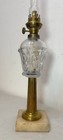 Rare Antique 19th Century Glass Brass Marble Boudoir Whale Oil Table Lamp