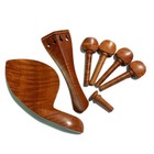 4 4 Jujube Wood Violin Fitting Tailpiece Chinrest Antique Peg Flamming Stripe 04