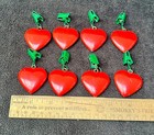 Set Of 8 Cherry Red Heart Picnic Tablecloth Drapery Weights Valentines Day Steel