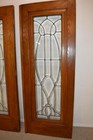 Pair Antique French Beveled Glass Oak Frame Doors