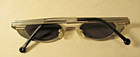 Vintage Retro Silver Metallic Metal Frame Sunglasses Black Lenses Top Made