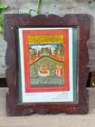 Vintage Indian Miniature Painting Print Framed Art Hindu Mythology Wall Decor