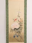 Japanese Hanging Scroll Hand Painted  four Seasons Flowers  Kakejiku By Setsugai