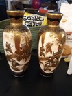 Fine Japanese Ceramic Satsuma Pair Of Vases By Kinkozan