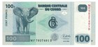 Congo Dr 100 Francs  4 1 2022  - Elephant hydro Dam  P-98ac  B320f Unc