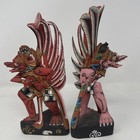 2 Balinese Colorful Wood Carved Indonesian Folk Art Decor Figures Hand Painted