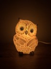 Vtg Josef Originals Light Up Ceramic Brown Owl Night Light Table Lamp - Sweet 