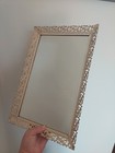Vtg Gold Tone Metal Rectangular Ornate Framed Mirror Vanity Tray Lily 15   x10   