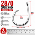 Heavy Duty 28 0 Circle Fishing Hook Stainless Steel Offshore Big Game Hook 39960