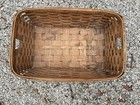 Antique Primitive Laundry Or Gathering Splint Wood Handmade Basket  Farmhouse