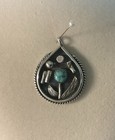 Vintage Native American Sterling Silver   Turquoise Pendant Signed G Myers