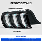 For 2015-2023 Ford Mustang Euro Clear Led Sequential Tube Tail Lights Brake Lamp