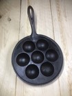 Antique Wagner Metal Cast Iron Egg Poacher Aebleskiver Skillet Vintage Gem Pan