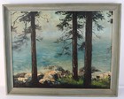Antique Acadia National Pk Schoodic Point Seacape Oil Painting Signed Joyce Raye