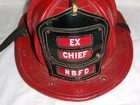 Vintage New Bedford Ma Usa Cairn s Brother Ex Chief Red Leather Man Fire Helmet