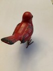 Very Cute Rustic Collectible Ceramic And Wire Red Bird Figurine