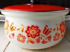 Vintage Retro 1970s Japanese Enamel Cooking Stockpot Lid Flowre Orange 20cm New